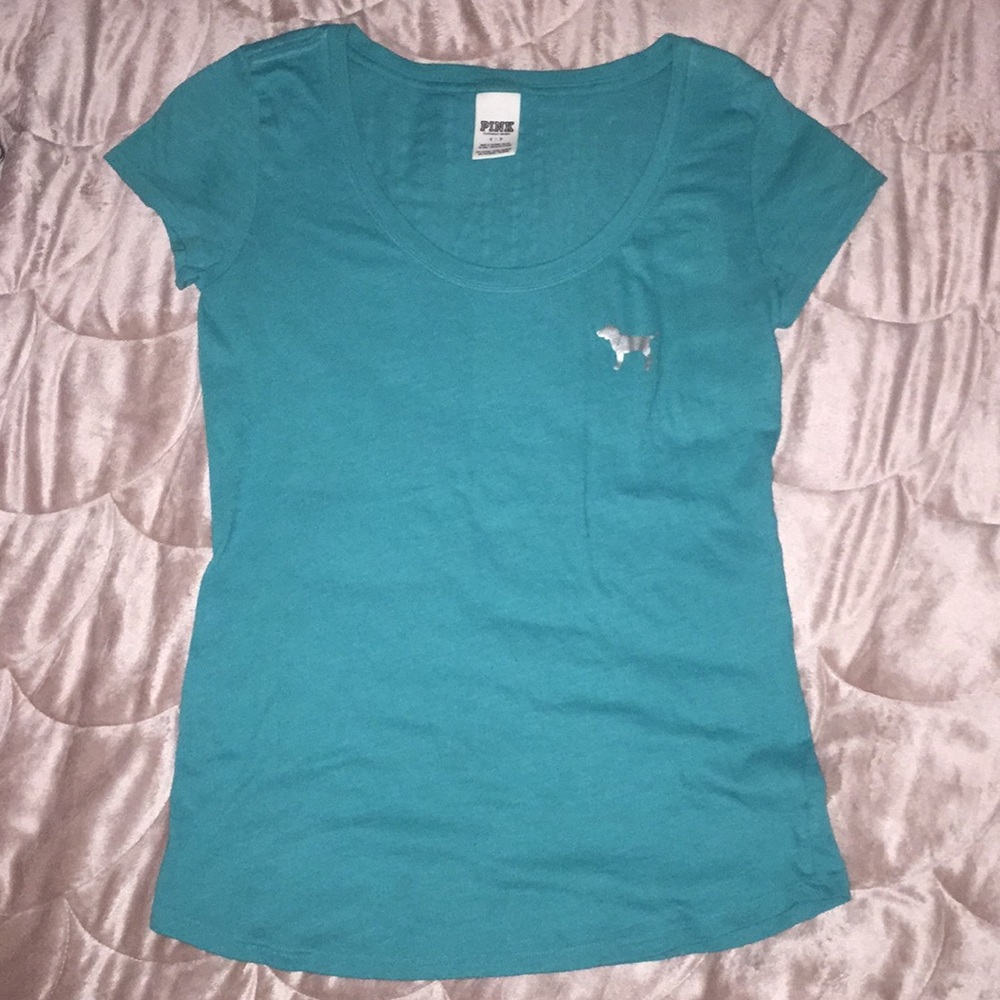 Victoria’s Secret PINK S turquoise metallic logo
